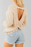Lace Backless Long Sleeved Sweater
