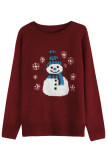 Christmas Snowman Round Neck Long Sleeved Sweater