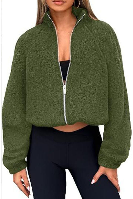 Long Sleeved Cardigan Zipper Plush Jacket