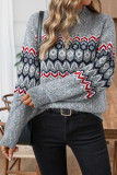 Half High Neck Long Sleeved Knitted Sweater