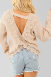 Lace Backless Long Sleeved Sweater
