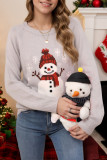Christmas Snowman Round Neck Long Sleeved Sweater