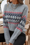 Half High Neck Long Sleeved Knitted Sweater