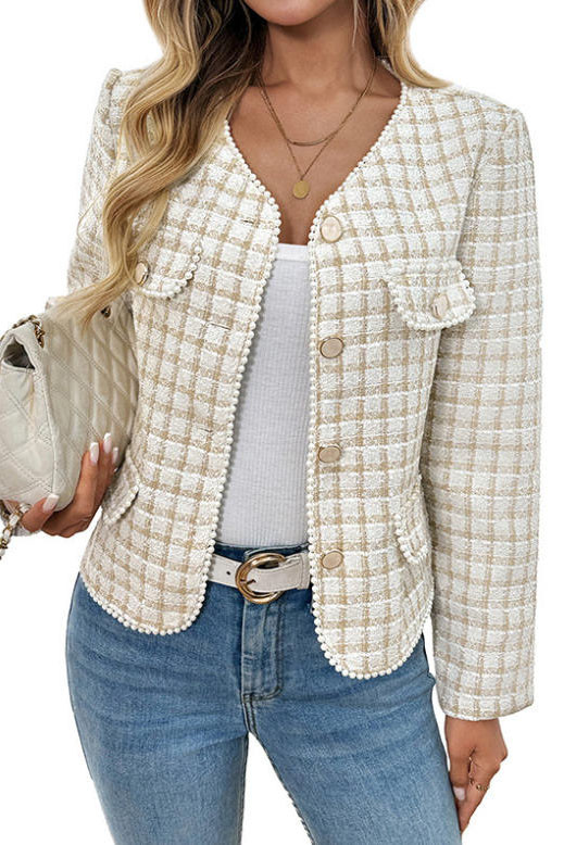 Pearl Slim Fit Small Fragrant Style Cardigan Jacket