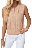 Solid Color Sleeveless Round Neck Vest