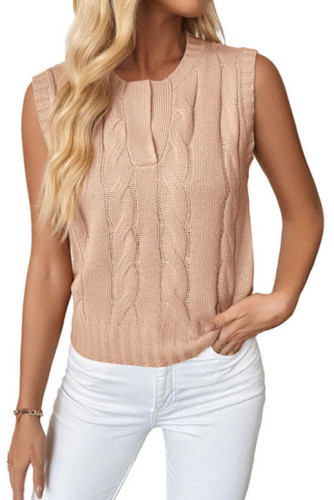 Solid Color Sleeveless Round Neck Vest