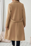 Solid Color Lapel Long Sleeved Woolen Coat