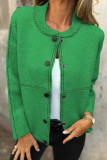 Striped Round Neck Long Sleeved Woolen Coat