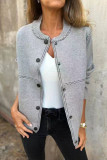 Striped Round Neck Long Sleeved Woolen Coat