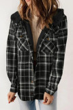 Checkered Printed Long Sleeved Hooded Jacket