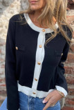 Round Neck Knitted Long Sleeved Button Cardigan