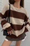 Striped Round Neck Long Sleeved Sweater