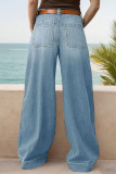 Solid Color Loose Straight Leg Jeans