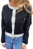 Round Neck Knitted Long Sleeved Button Cardigan