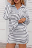 V-neck Striped Shirt Short Skirt Two-piece Set