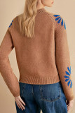 Round Neck Floral Print Long Sleeved Sweater