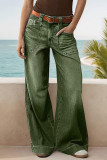 Solid Color Loose Straight Leg Jeans