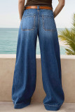 Solid Color Loose Straight Leg Jeans
