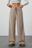 Solid Color Drawstring Waist Straight Leg Pants