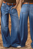 Solid Color Loose Straight Leg Jeans
