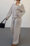 Striped Knitted Sweater Pants Two-piece Set