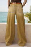 Solid Color Loose Straight Leg Jeans