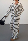 Striped Knitted Sweater Pants Two-piece Set