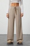 Solid Color Drawstring Waist Straight Leg Pants