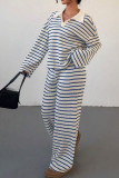 Striped Knitted Sweater Pants Two-piece Set