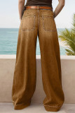 Solid Color Loose Straight Leg Jeans