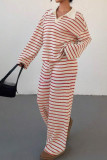 Striped Knitted Sweater Pants Two-piece Set