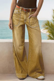 Solid Color Loose Straight Leg Jeans