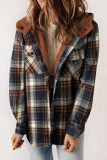 Checkered Printed Long Sleeved Hooded Jacket