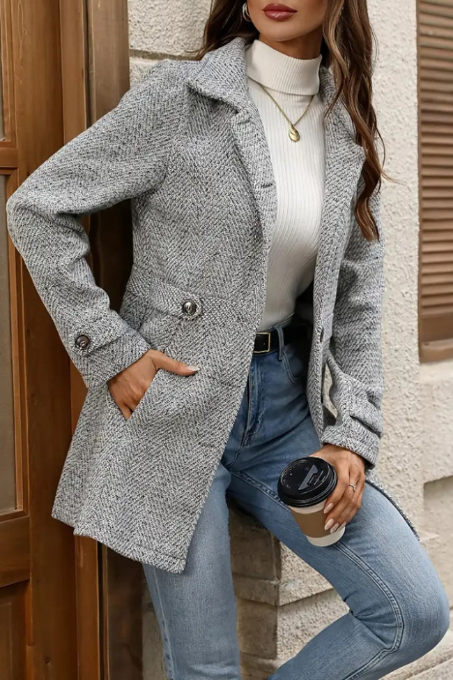 Double Button Jacket Long Sleeved Suit Cardigan