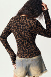 V-neck Leopard Print Button Up Cardigan