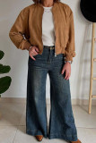 Suede Solid Color Long Sleeved Zipper Jacket