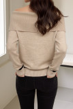 One Shoulder Collar Long Sleeved Knitted Sweater