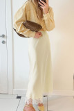 Solid Color Lace High Waisted Long Skirt