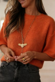 Solid Color Round Neck Short Sleeved Sweater