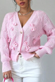 Solid Color Long Sleeved Bow Knit Sweater
