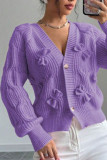 Solid Color Long Sleeved Bow Knit Sweater