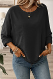 Solid Color Round Neck Long Sleeved T-shirt