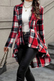 Checkered Print Lapel Long Sleeved Flared Jacket