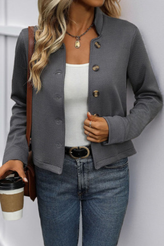 Stand-up Collar Long-sleeved Solid Jacket