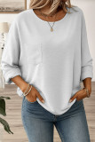 Solid Color Round Neck Long Sleeved T-shirt