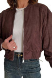 Suede Solid Color Long Sleeved Zipper Jacket