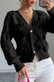 Solid Color Long Sleeved Bow Knit Sweater