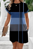Milk Silk Striped Short Sleeved Large Size Dress