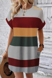 Milk Silk Striped Short Sleeved Large Size Dress