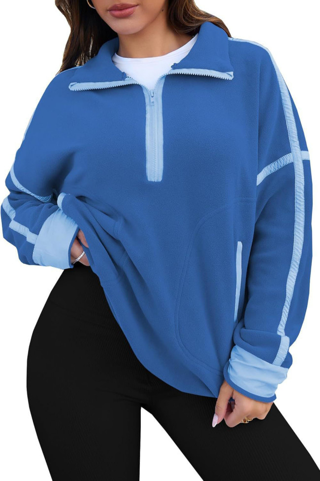 Half High Neck Loose Long Sleeved Sweatshirt
